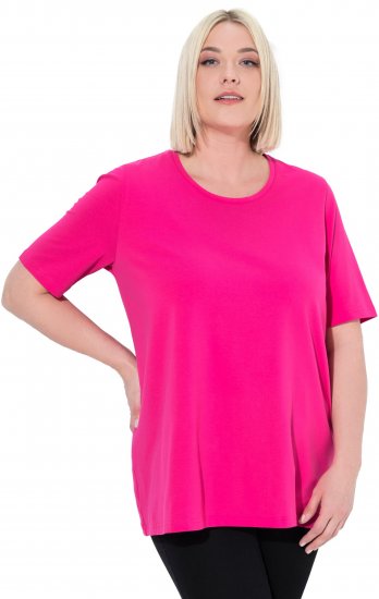 Ulla Popken Essential Round Neck Stretch Tee Magenta Pink - Camisetas - 