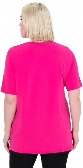 Ulla Popken Essential Round Neck Stretch Tee Magenta Pink - Camisetas - 