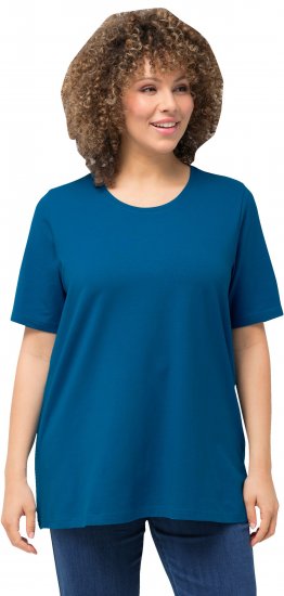 Ulla Popken Essential Round Neck Stretch Tee Medium Blue - Camisetas - 