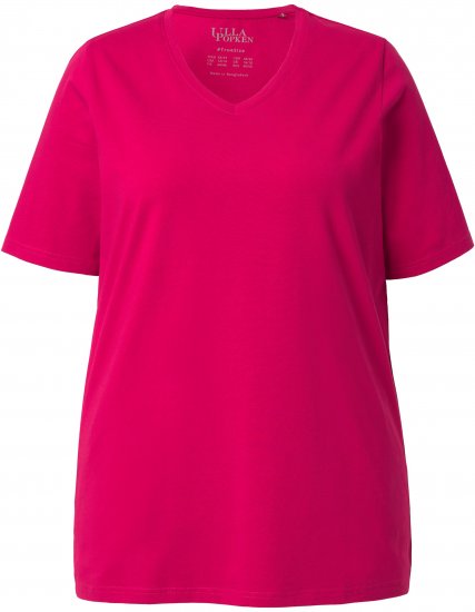 Ulla Popken Essential V-Neck Stretch Tee Dark Raspberry - Camisetas - 