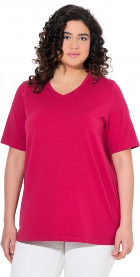 Ulla Popken Essential V-Neck Stretch Tee Dark Raspberry - Camisetas - 