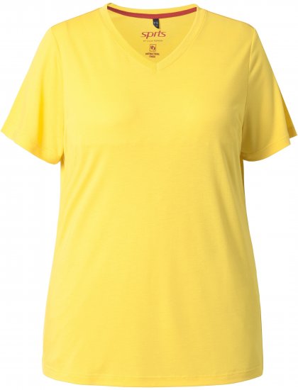 Ulla Popken Functional Antibacterial Finish V-Neck Short Sleeve Knit Top Sun Yellow - Camisetas - 