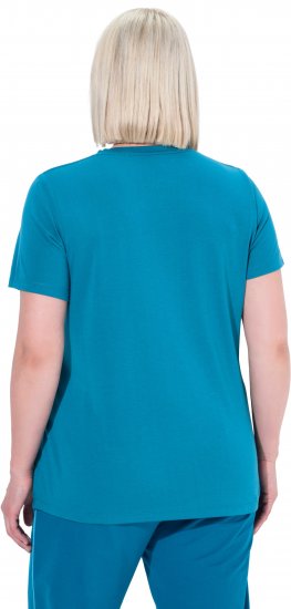 Ulla Popken Functional Antibacterial Finish V-Neck Short Sleeve Knit Top Opal Green - Camisetas - 