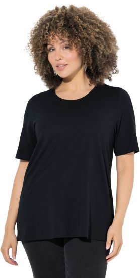 Ulla Popken Scoop Neck Short Sleeve Tee Black - Camisetas - 