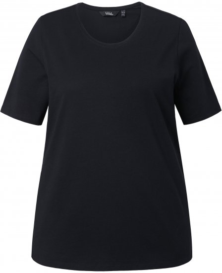 Ulla Popken Scoop Neck Short Sleeve Tee Black - Camisetas - 