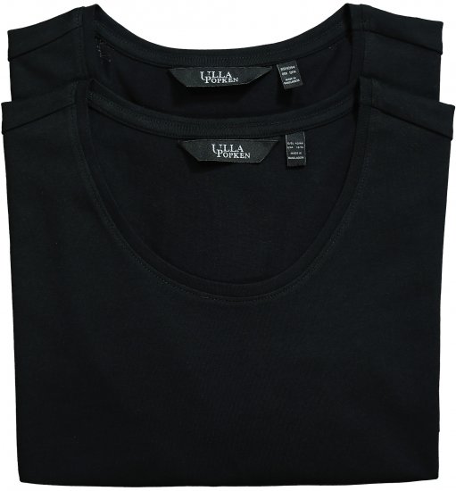Ulla Popken Scoop Neck Short Sleeve Tee Black - Camisetas - 