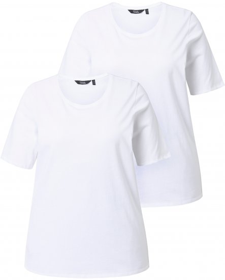Ulla Popken Scoop Neck Short Sleeve Tee White - Camisetas - 