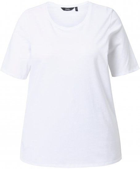 Ulla Popken Scoop Neck Short Sleeve Tee White - Camisetas - 