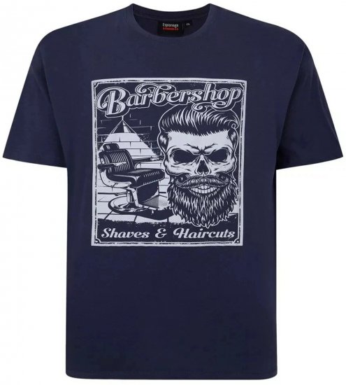 Espionage T410 Barbershop Printed T-Shirt Navy - Camisetas con estampado - Camisetas con estampado - 2XL-8XL