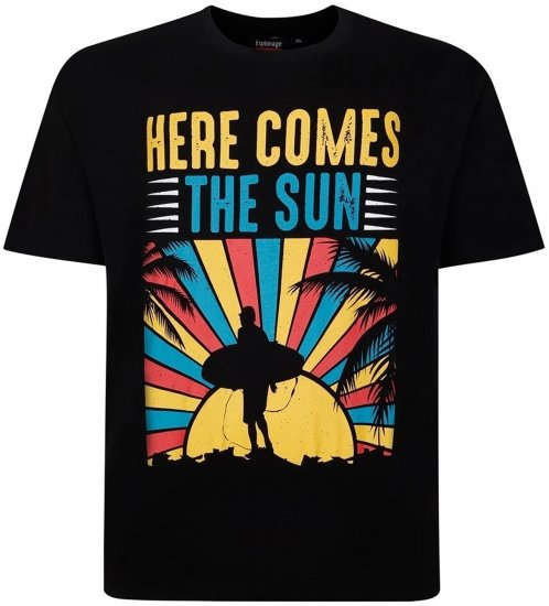 Espionage T421 Here Comes The Sun Printed T-Shirt Black - Camisetas con estampado - Camisetas con estampado - 2XL-8XL