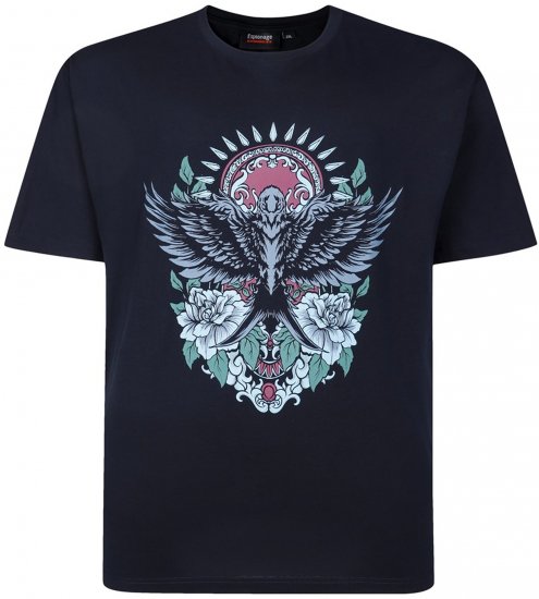Espionage T444 Tiger Swallow Print T-Shirt Navy - Camisetas con estampado - Camisetas con estampado - 2XL-8XL