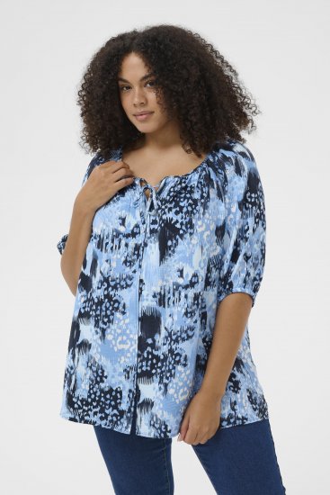 Kaffe Curve Aliana Tunic Blue Flower Animal - Blusones - 
