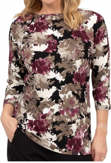 Scandinavian Caramel Flowers Blouse Purple and Brown - Camisetas estampadas para mujer - 