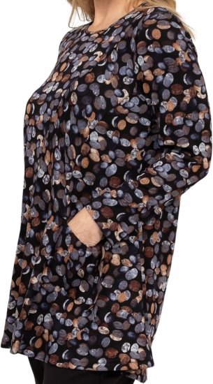 Scandinavian Caramel Flower Petals Tunic Copper and Blue - Camisetas estampadas para mujer - 