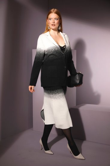 Ulla Popken Blazer De Punto Con Degradado De Color Negro/Blanco - Blazers - 