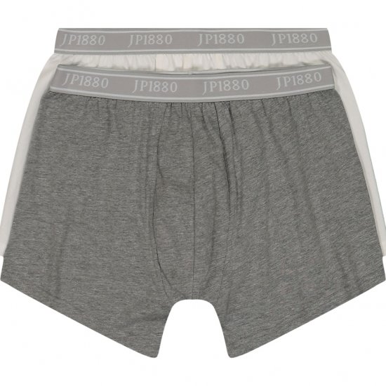 JP1880 Boxershorts Flexnamic OEKO-TEX Mid 2-Pack Grey/Off-White - Ropa interior - Ropa interior 2XL-8XL