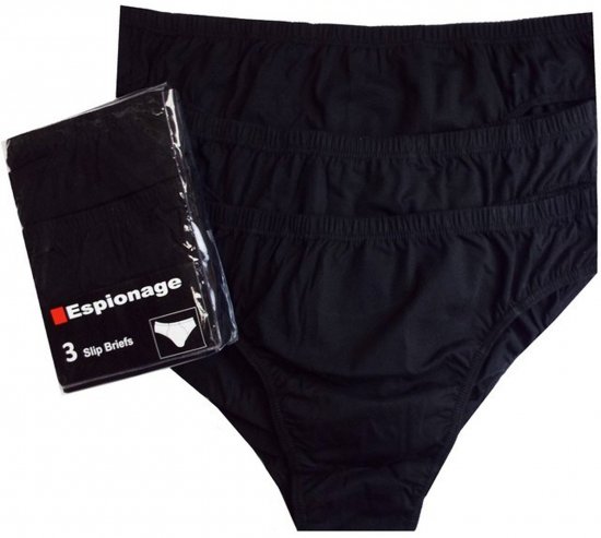 Espionage U002 3-Pack Slip Briefs Black - Calzoncillos - Calzoncillos 2XL-8XL