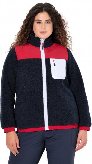 Ulla Popken Color Block Teddy Fleece Jacket Navy - Sudaderas y hoodies - 