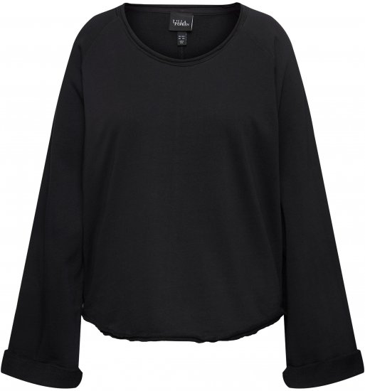Ulla Popken Rolled Edge Long Sleeve Sweatshirt Black - Sudaderas y hoodies - 