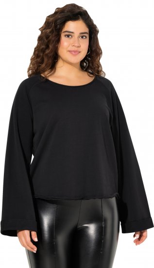 Ulla Popken Rolled Edge Long Sleeve Sweatshirt Black - Sudaderas y hoodies - 
