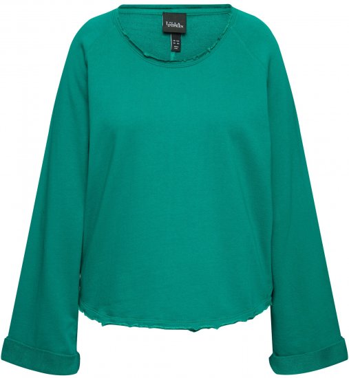 Ulla Popken Rolled Edge Long Sleeve Sweatshirt Emerald Green - Sudaderas y hoodies - 