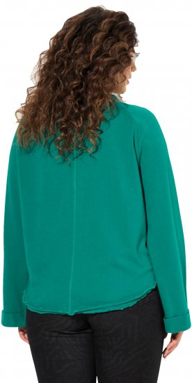 Ulla Popken Rolled Edge Long Sleeve Sweatshirt Emerald Green - Sudaderas y hoodies - 