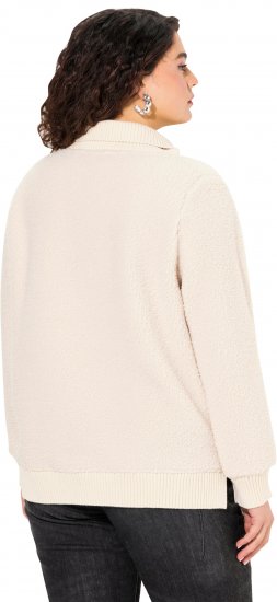 Ulla Popken Teddy Fleece Troyer Collar Sweatshirt Light Champagne - Sudaderas y hoodies - 
