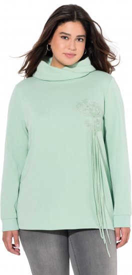 Ulla Popken Ribbon Detail Turtleneck Sweatshirt Mint Green - Sudaderas y hoodies - 