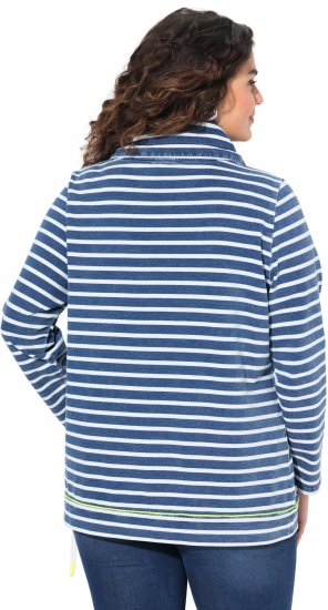 Ulla Popken Striped Turtleneck Neon Detail Sweatshirt Indigo Denim - Sudaderas y hoodies - 
