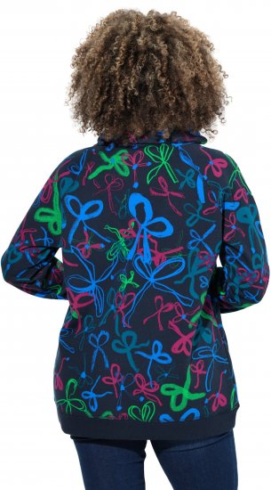 Ulla Popken Ribbon Print Turtleneck Sweatshirt Navy - Camisetas - 
