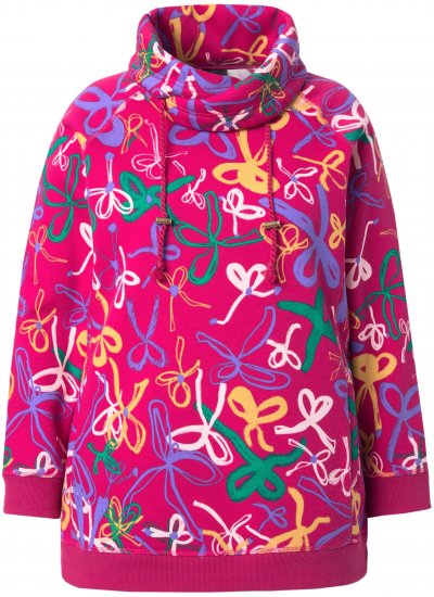Ulla Popken Ribbon Print Turtleneck Sweatshirt Cherry Red - Sudaderas y hoodies - 