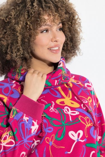 Ulla Popken Ribbon Print Turtleneck Sweatshirt Cherry Red - Sudaderas y hoodies - Sudaderas, Hoodies y Punto Cómodos