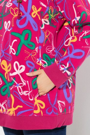 Ulla Popken Ribbon Print Turtleneck Sweatshirt Cherry Red - Sudaderas y hoodies - Sudaderas, Hoodies y Punto Cómodos