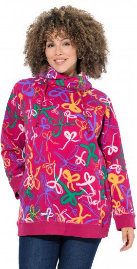 Ulla Popken Ribbon Print Turtleneck Sweatshirt Cherry Red - Sudaderas y hoodies - 