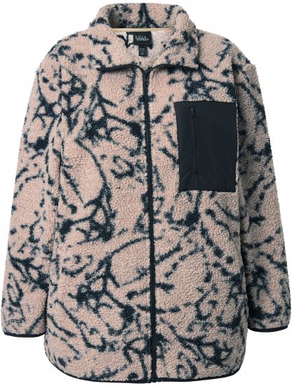 Ulla Popken Marble Print Teddy Fleece Jacket Dark Putty - Sudaderas y hoodies - 
