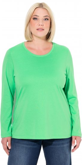 Ulla Popken Basic Round Neck Long Sleeve Slim Fit Cotton Tee Mint Green - Camisetas - 
