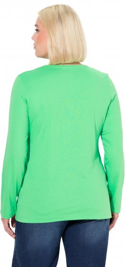 Ulla Popken Basic Round Neck Long Sleeve Slim Fit Cotton Tee Mint Green - Camisetas - 