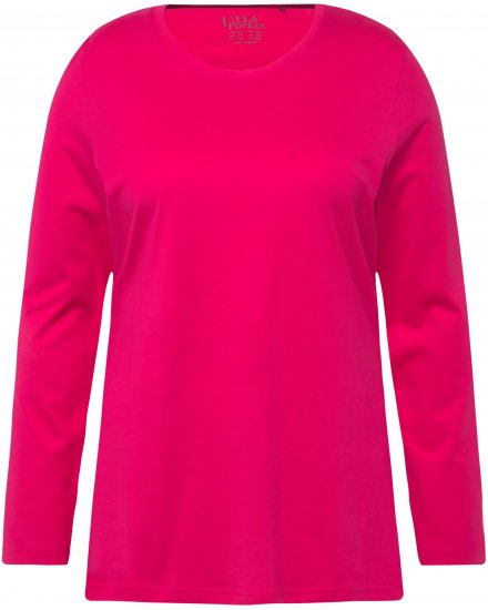 Ulla Popken Basic Round Neck Long Sleeve Slim Fit Cotton Tee Magenta Pink - Camisetas - 