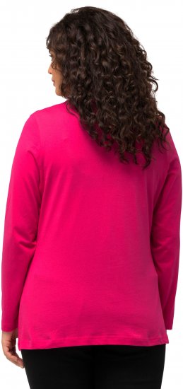 Ulla Popken Basic Round Neck Long Sleeve Slim Fit Cotton Tee Magenta Pink - Camisetas - 