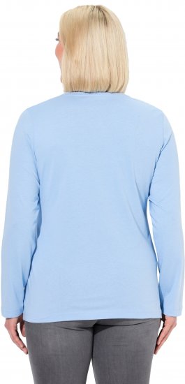 Ulla Popken Basic Round Neck Long Sleeve Slim Fit Cotton Tee Light Blue - Camisetas - 