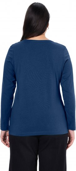 Ulla Popken Basic Round Neck Long Sleeve Slim Fit Cotton Tee Dark Blue - Camisetas - 
