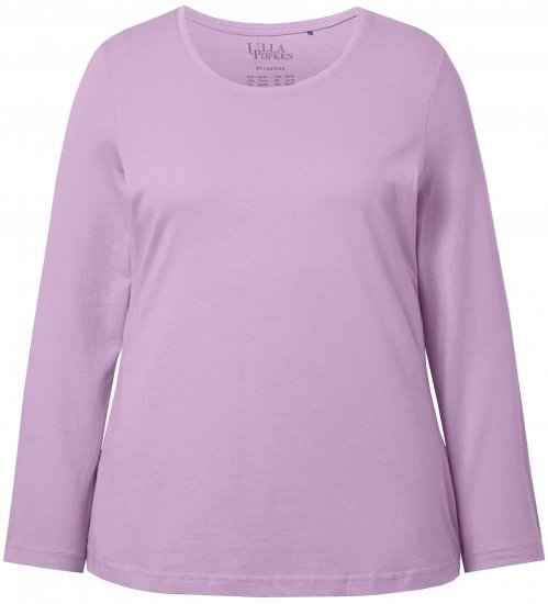 Ulla Popken Basic Round Neck Long Sleeve Slim Fit Cotton Tee Lavender - Camisetas - 