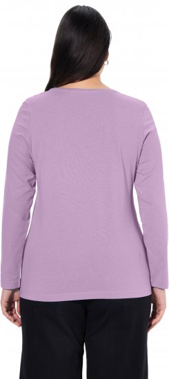 Ulla Popken Basic Round Neck Long Sleeve Slim Fit Cotton Tee Lavender - Camisetas - 