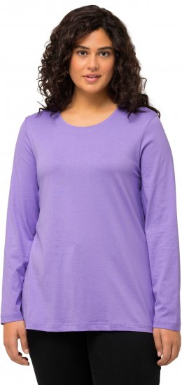 Ulla Popken Basic Round Neck Long Sleeve Slim Fit Cotton Tee Pale Lilac - Camisetas - 