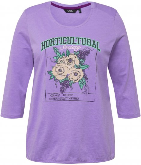 Ulla Popken Horticultural Graphic Floral Tee Pale Lilac - Camisetas estampadas para mujer - 