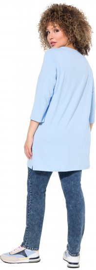 Ulla Popken Floral Motif 3/4 Sleeve Tunic Tee Light Blue - Camisetas estampadas para mujer - 