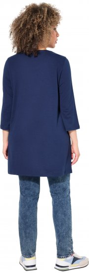 Ulla Popken Floral Motif 3/4 Sleeve Tunic Tee Ink Blue - Camisetas estampadas para mujer - 