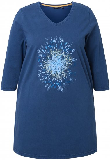 Ulla Popken Floral Print 3/4 Sleeve V-Neck Tee Mint Green - Camisetas estampadas para mujer - 