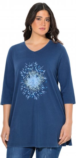 Ulla Popken Floral Print 3/4 Sleeve V-Neck Tee Mint Green - Camisetas estampadas para mujer - 