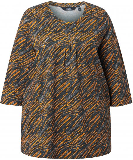 Ulla Popken Graphic Print 3/4 Sleeve Tee Neon Orange - Camisetas estampadas para mujer - 
